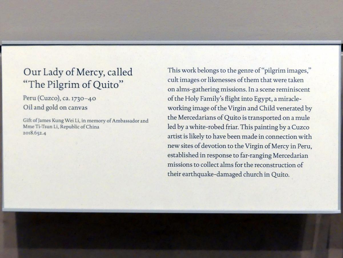 Unsere Liebe Frau der Barmherzigkeit, genannt "Die Pilgerin von Quito", New York, Metropolitan Museum of Art (Met), Saal 757, um 1730–1740, Bild 2/2