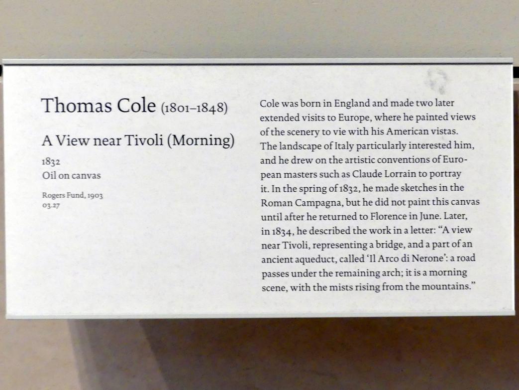 Thomas Cole (1828–1848), Ein Blick nahe bei Tivoli (Morgen), New York, Metropolitan Museum of Art (Met), Saal 759, 1832, Bild 2/2