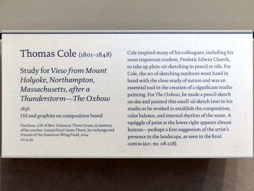 Thomas Cole (1828–1848), Studie für Blick vom Mount Holyoke, Northampton, Massachusetts, nach einem Gewitter – die Flussbiegung, New York, Metropolitan Museum of Art (Met), Saal 759, 1836, Bild 2/2