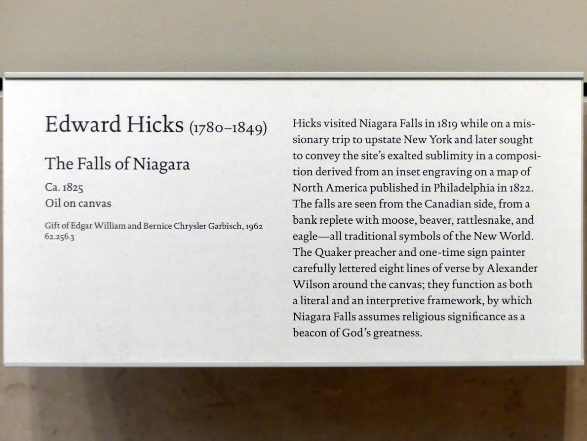 Edward Hicks (1825–1836), Die Niagarafälle, New York, Metropolitan Museum of Art (Met), Saal 759, um 1825, Bild 2/2