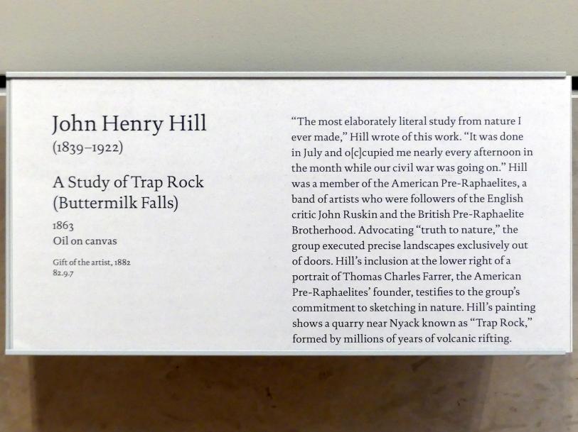 John Henry Hill (1863), Studie von Trapp-Gestein (Buttermilk Falls), New York, Metropolitan Museum of Art (Met), Saal 761, 1863, Bild 2/2