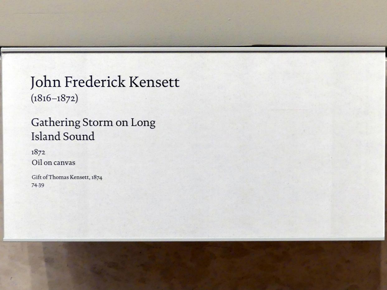 John Frederick Kensett (1852–1872), Aufziehender Sturm am Long Island Sound, New York, Metropolitan Museum of Art (Met), Saal 761, 1872, Bild 2/2