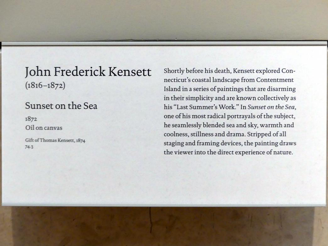 John Frederick Kensett (1852–1872), Sonnenuntergang am Meer, New York, Metropolitan Museum of Art (Met), Saal 761, 1872, Bild 2/2