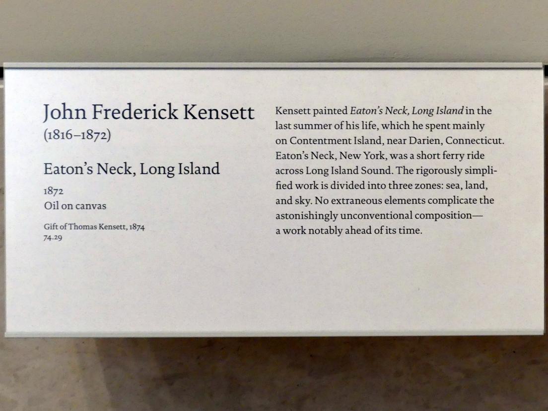 John Frederick Kensett (1852–1872), Eatons Neck, Long Island, New York, Metropolitan Museum of Art (Met), Saal 761, 1872, Bild 2/2