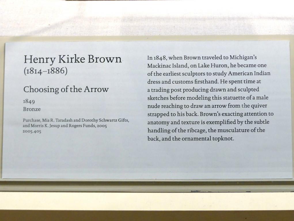 Henry Kirke Brown (1849–1850), Wahl des Pfeils, New York, Metropolitan Museum of Art (Met), Saal 761, 1849, Bild 3/3