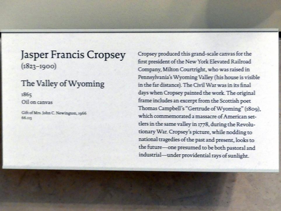 Jasper Francis Cropsey (1853–1870), Das Tal von Wyoming, New York, Metropolitan Museum of Art (Met), Saal 760, 1865, Bild 2/2