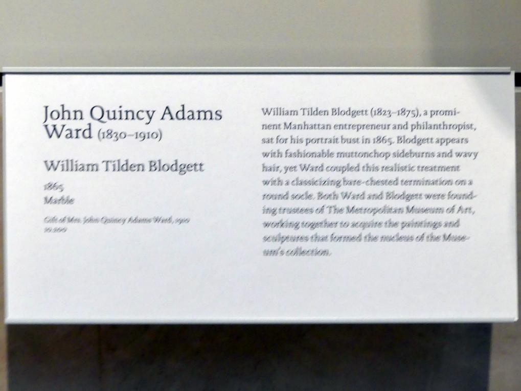 John Quincy Adams Ward (1860–1865), William Tilden Blodgett, New York, Metropolitan Museum of Art (Met), Saal 763, 1865, Bild 3/3