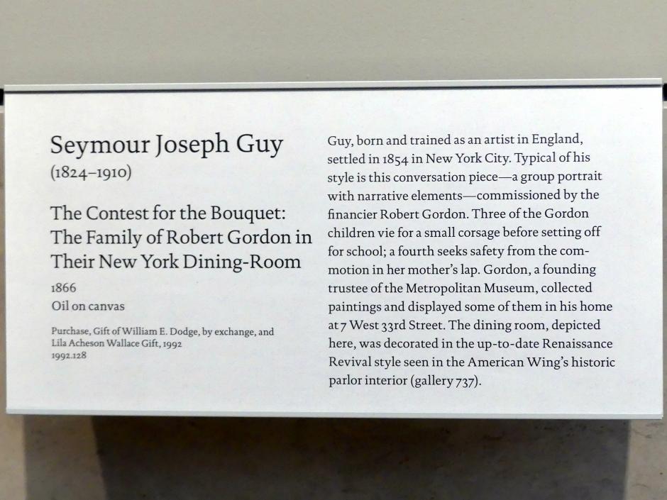 Seymour Joseph Guy (1866–1870), Wettbewerb um den Blumenstrauß: Die Familie Robert Gordon in ihrem New Yorker Esszimmer, New York, Metropolitan Museum of Art (Met), Saal 763, 1866, Bild 2/2