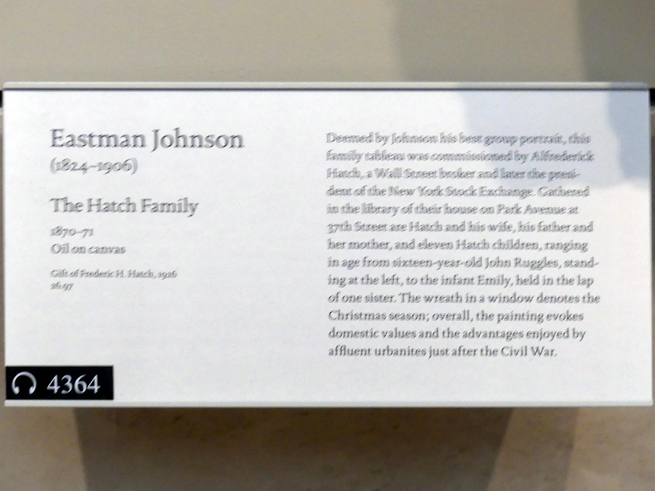 Eastman Johnson (1864–1876), Familie Hatch, New York, Metropolitan Museum of Art (Met), Saal 763, 1870–1871, Bild 2/2