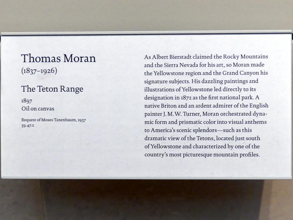 Thomas Moran (1897), Die Teton Range, New York, Metropolitan Museum of Art (Met), Saal 765, 1897, Bild 2/2