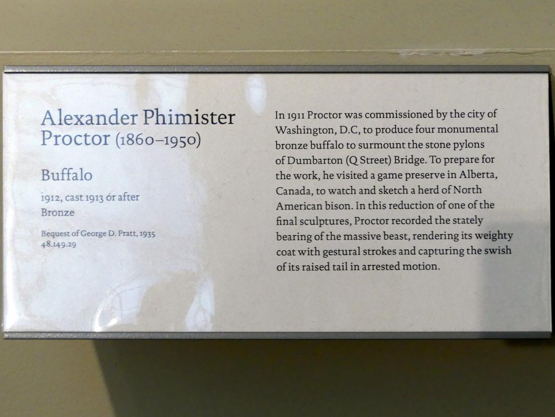 Alexander Phimister Proctor (1898–1912), Büffel, New York, Metropolitan Museum of Art (Met), Saal 765, 1912, Bild 3/3