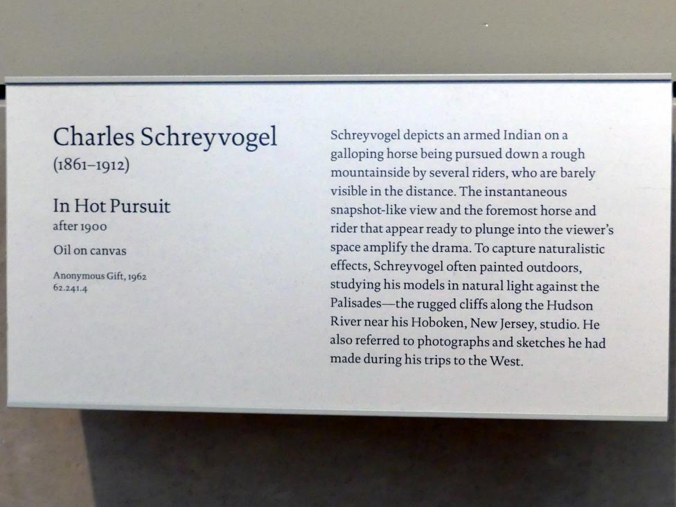 Charles Schreyvogel (1899–1901), in heißer Verfolgung, New York, Metropolitan Museum of Art (Met), Saal 765, nach 1900, Bild 2/2