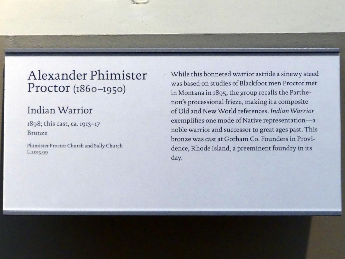 Alexander Phimister Proctor (1898–1912), Indianischer Krieger, New York, Metropolitan Museum of Art (Met), Saal 765, 1898, Bild 6/6