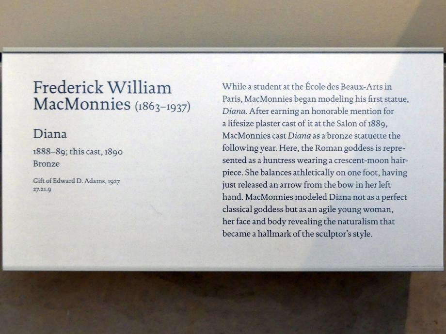 Frederick William MacMonnies (1888–1898), Diana, New York, Metropolitan Museum of Art (Met), Saal 766, 1888–1889, Bild 4/4