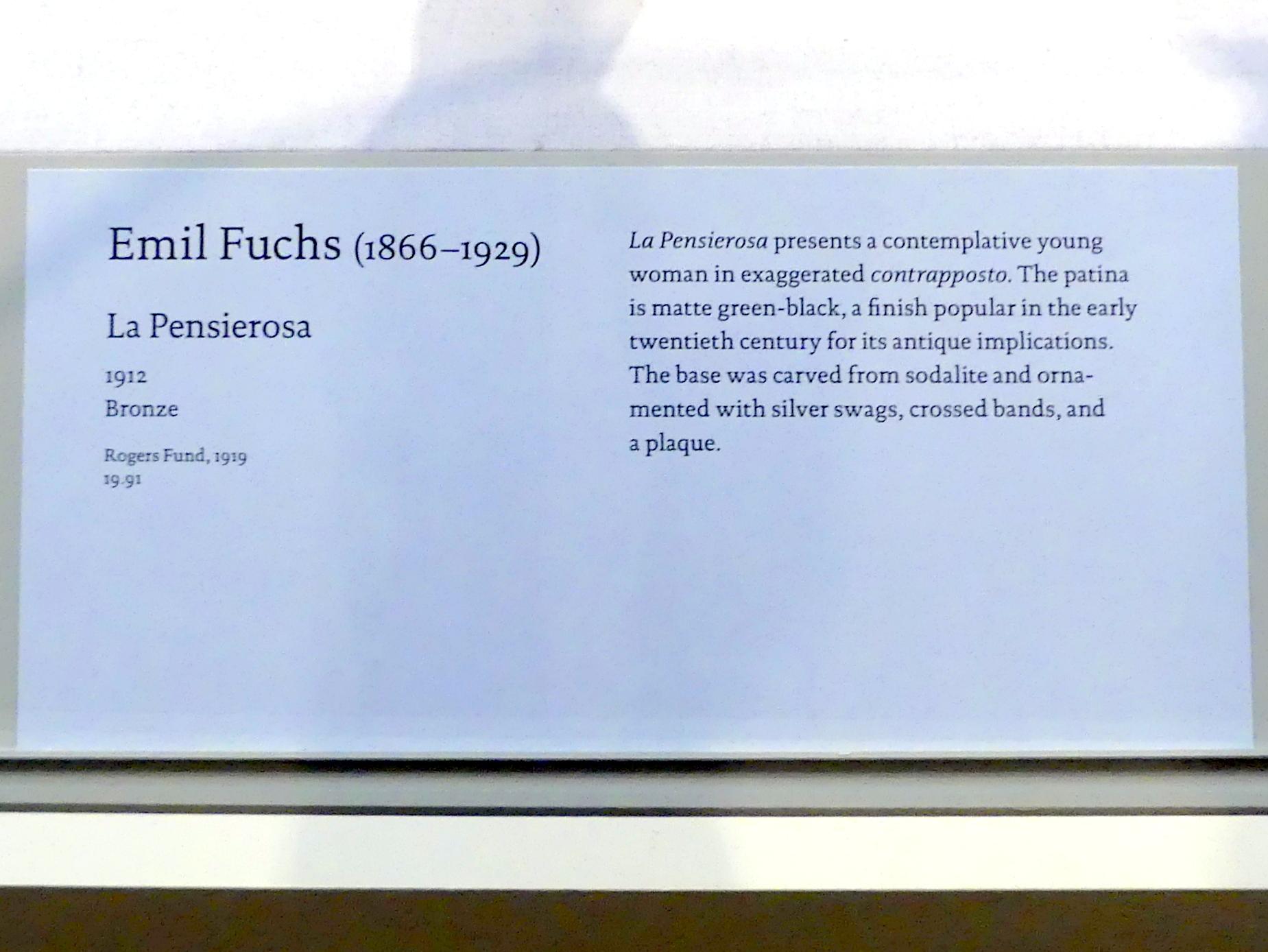 Emil Fuchs (1901–1912), La Pensierosa, New York, Metropolitan Museum of Art (Met), Saal 768, 1912, Bild 2/2