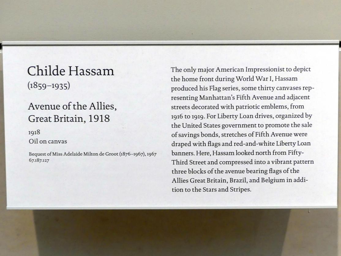 Childe Hassam (1890–1918), Avenue der Alliierten, Großbritannien, 1918, New York, Metropolitan Museum of Art (Met), Saal 769, 1918, Bild 2/2
