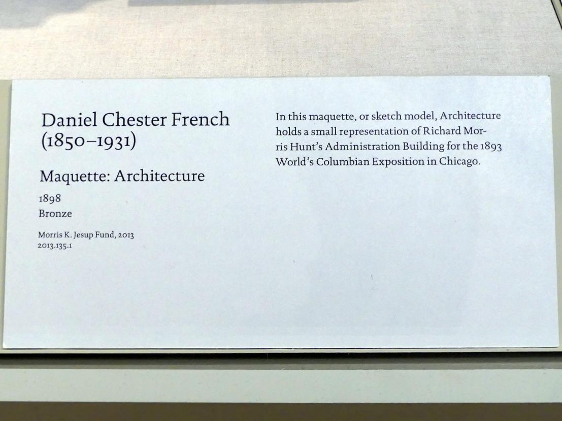 Daniel Chester French (1873–1913), Modell für eine Allegorie der Architektur, New York, Metropolitan Museum of Art (Met), Saal 770, 1898, Bild 2/2