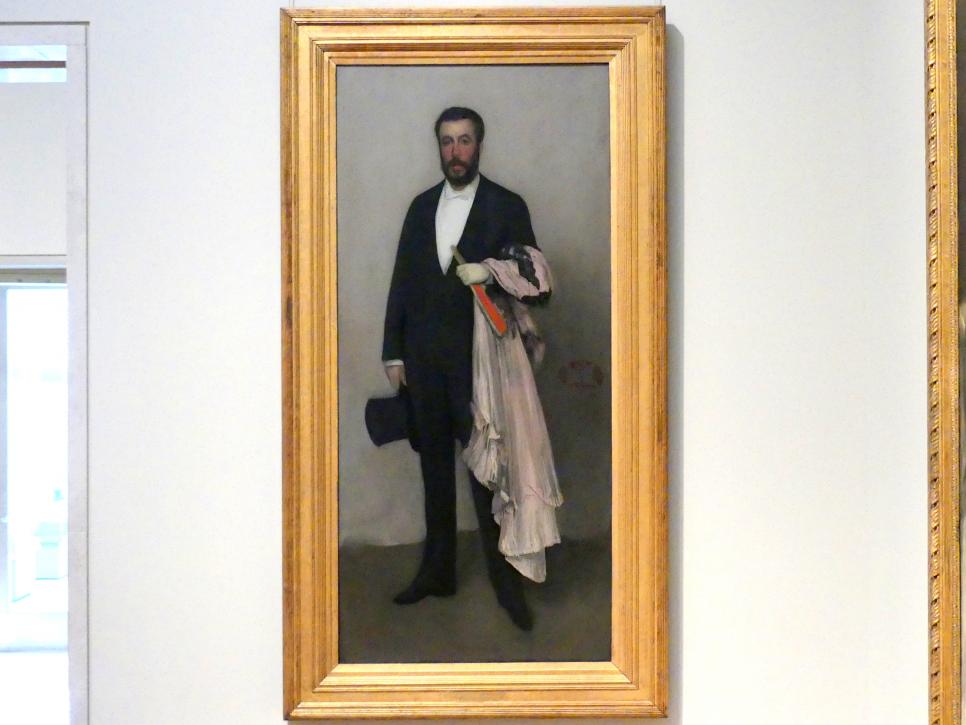 James McNeill Whistler (1883–1897), Arrangement in Fleischfarben und Schwarz: Portrait von Theodore Duret, New York, Metropolitan Museum of Art (Met), Saal 771, um 1883