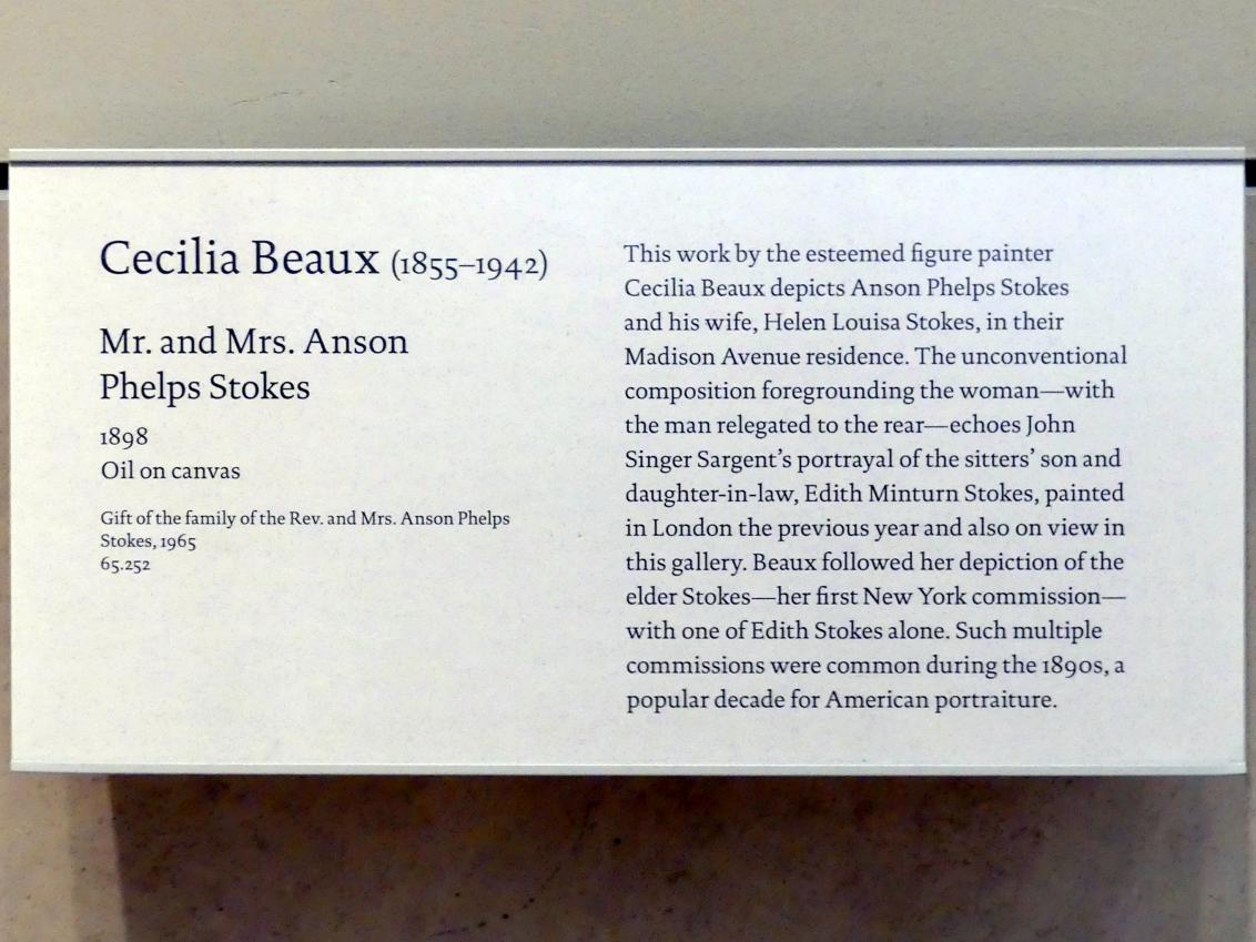 Cecilia Beaux (1894–1911), Herr und Frau Anson Phelps Stokes, New York, Metropolitan Museum of Art (Met), Saal 771, 1898, Bild 2/2
