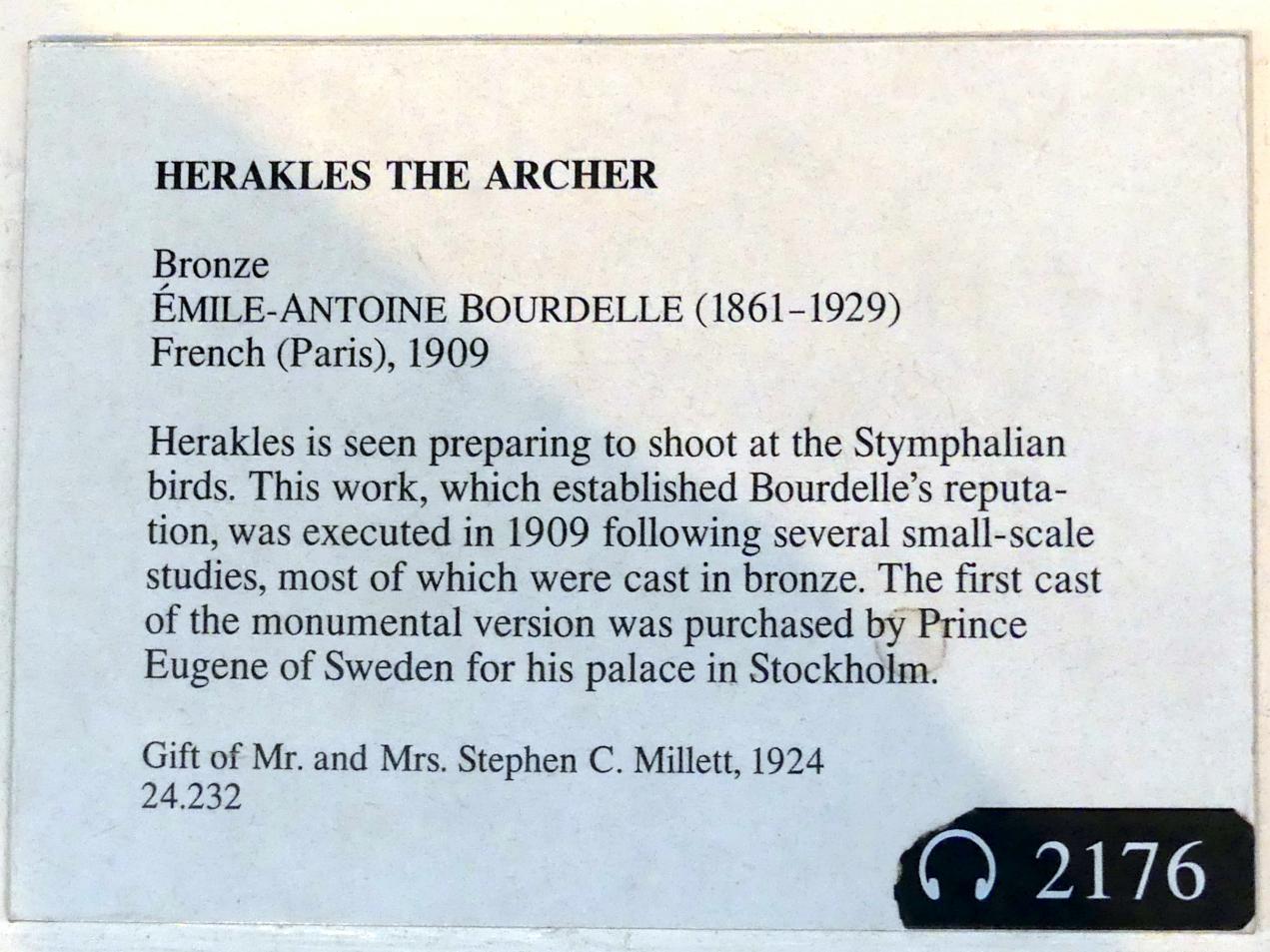 Antoine Bourdelle (Émile-Antoine Bourdelle) (1900–1909), Herkules der Bogenschütze, New York, Metropolitan Museum of Art (Met), Saal 548, 1909, Bild 4/4