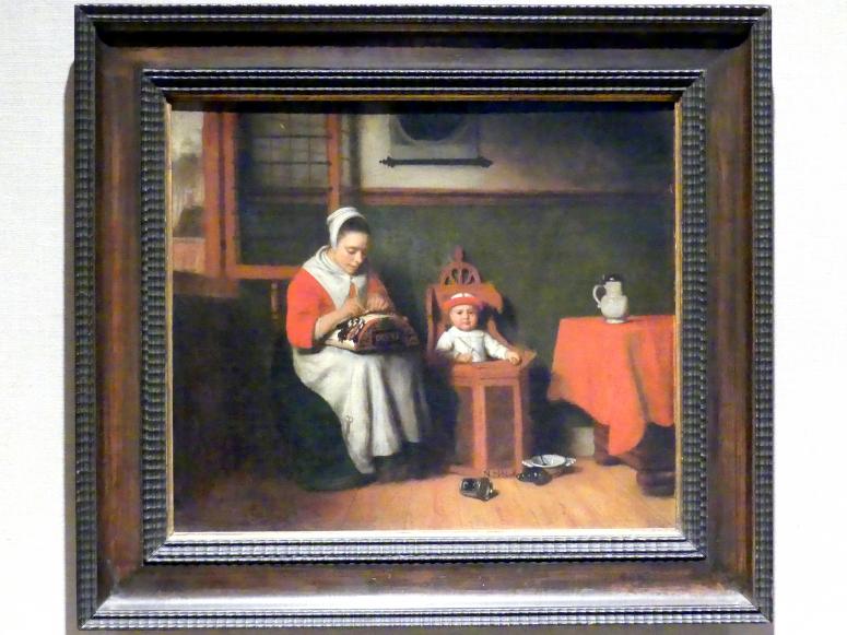 Nicolaes Maes (1652–1687), Die Klöpplerin, New York, Metropolitan Museum of Art (Met), Saal 964, um 1656, Bild 1/2