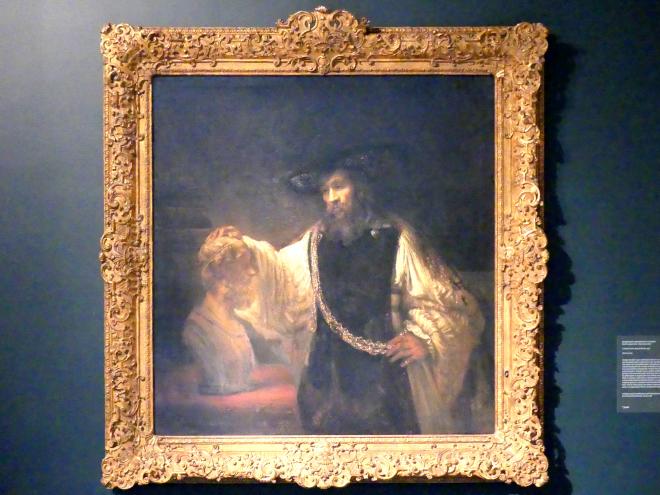 Rembrandt (Rembrandt Harmenszoon van Rijn) (1627–1669), Aristoteles mit der Büste Homers, New York, Metropolitan Museum of Art (Met), Saal 964, 1653