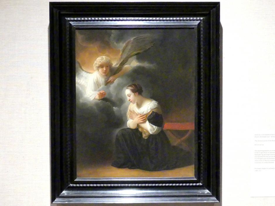 Samuel van Hoogstraten (1652–1670), Die Verkündigung des Todes der Jungfrau, New York, Metropolitan Museum of Art (Met), Saal 964, um 1670, Bild 1/2