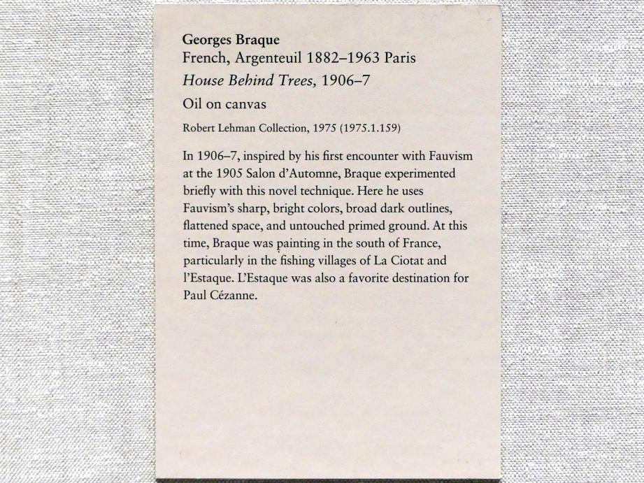 Georges Braque (1906–1956), Haus hinter Bäumen, New York, Metropolitan Museum of Art (Met), Saal 962, 1906–1907, Bild 2/2