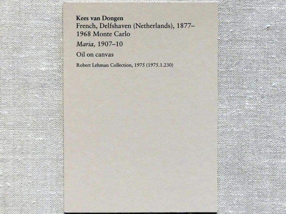 Kees van Dongen (1904–1955), Maria, New York, Metropolitan Museum of Art (Met), Saal 962, 1907–1910, Bild 2/2
