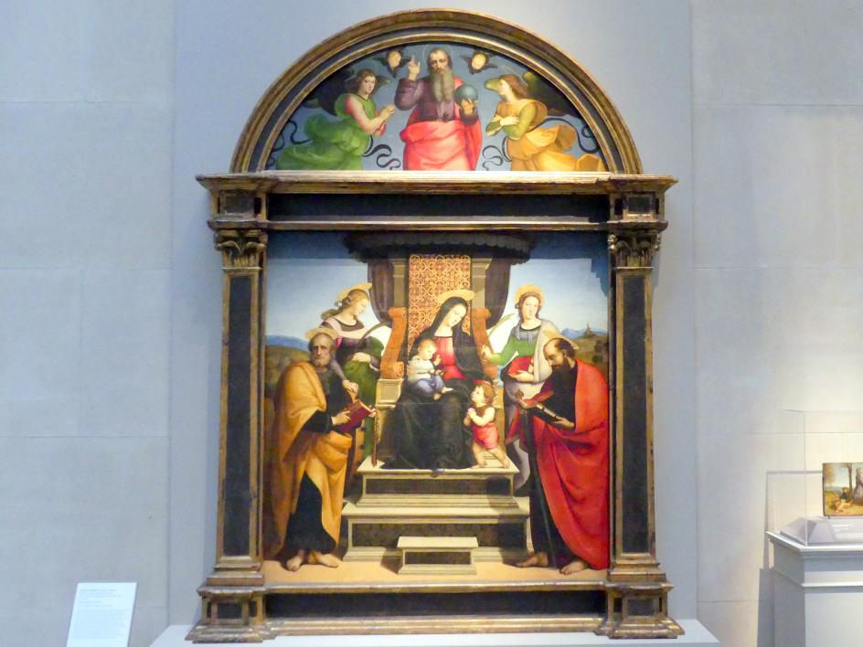 Raffael (Raffaello Sanzio da Urbino, Raffaello Santi) (1501–1519), Thronende Maria mit Kind und Heiligen, New York, Metropolitan Museum of Art (Met), Saal 962, um 1504