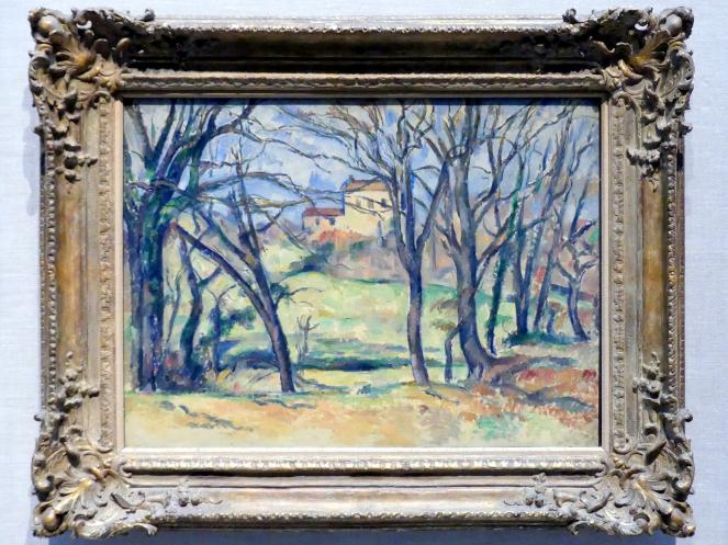 Paul Cézanne (1866–1906), Bäume und Häuser in der Nähe des Jas de Bouffan, New York, Metropolitan Museum of Art (Met), Saal 961, 1885–1886, Bild 1/2