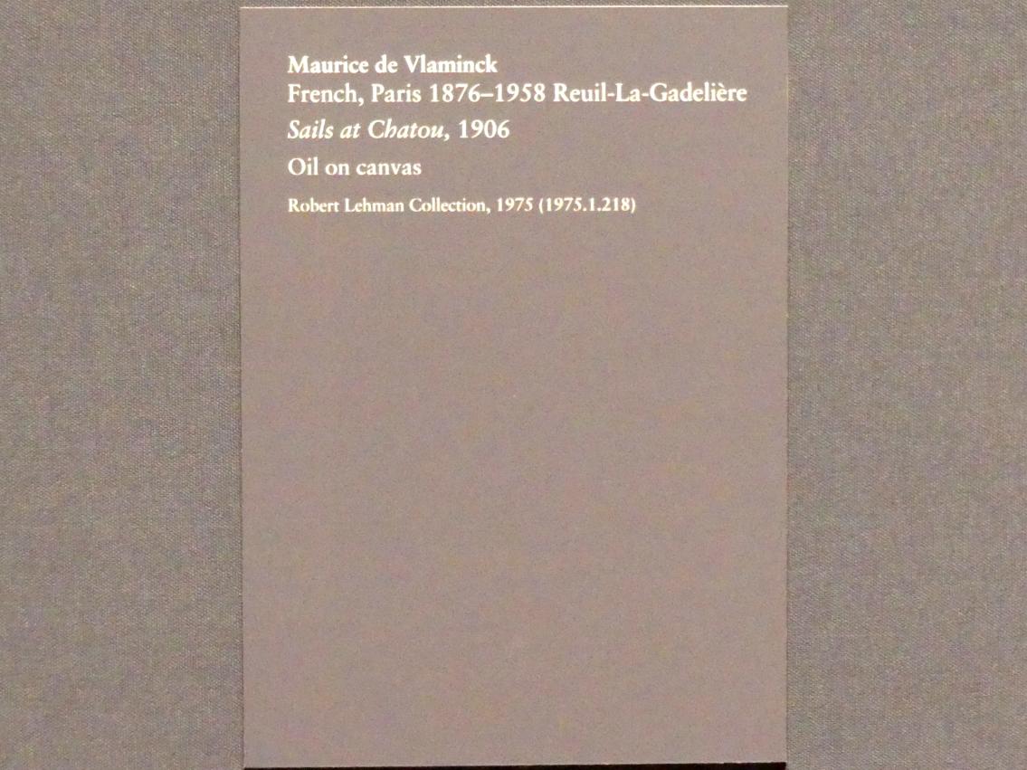 Maurice de Vlaminck (1905–1930), Segelboote bei Chatou, New York, Metropolitan Museum of Art (Met), Saal 955, 1906, Bild 2/2
