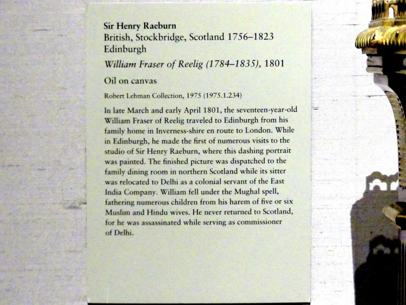 Henry Raeburn (1776–1820), William Fraser of Reelig (1784-1835), New York, Metropolitan Museum of Art (Met), Saal 957, 1801, Bild 2/2