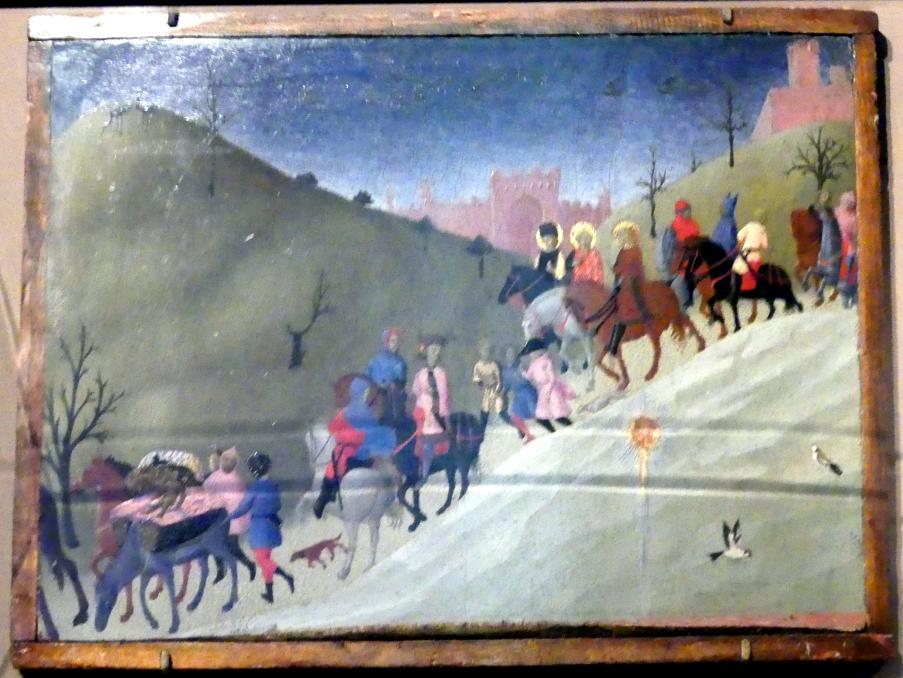 Stefano di Giovanni di Consolo (Sassetta) (1432–1444), Die Reise der Könige, New York, Metropolitan Museum of Art (Met), Saal 956, um 1433–1435