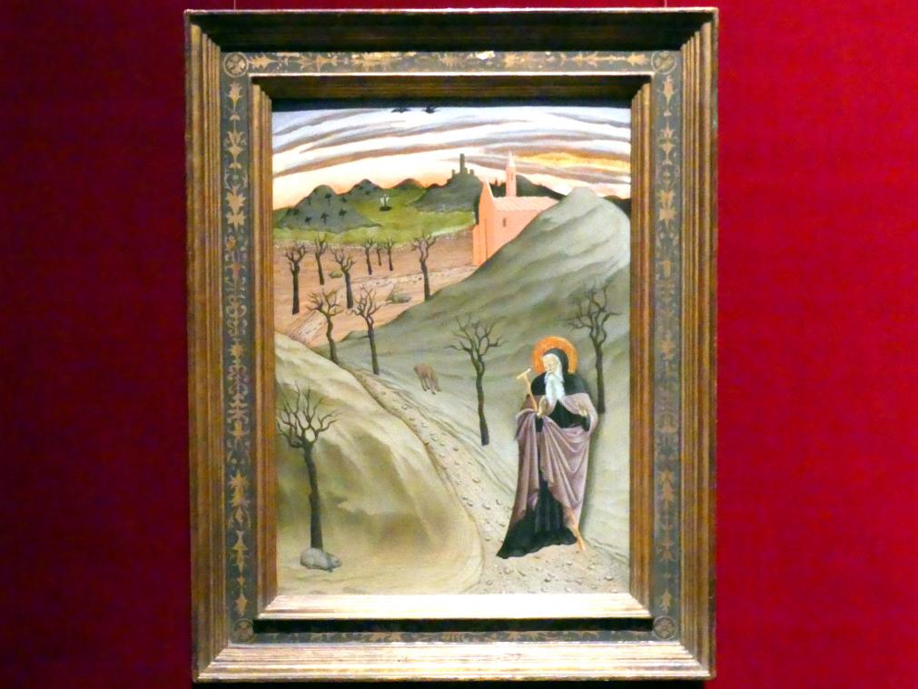 Meister der Osservanza (Sano di Pietro?) (1432–1440), Heiliger Antonius Abbas in der Wildnis, New York, Metropolitan Museum of Art (Met), Saal 956, um 1435
