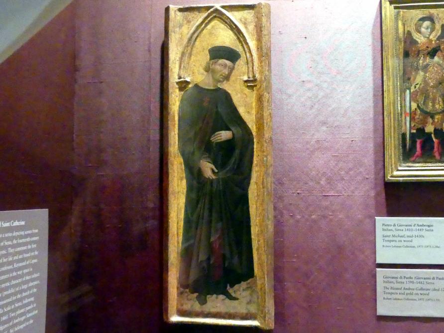 Giovanni di Paolo (1435–1475), Der selige Andrea Gallerani (gestorben 1251), New York, Metropolitan Museum of Art (Met), Saal 956, um 1447–1465, Bild 1/2
