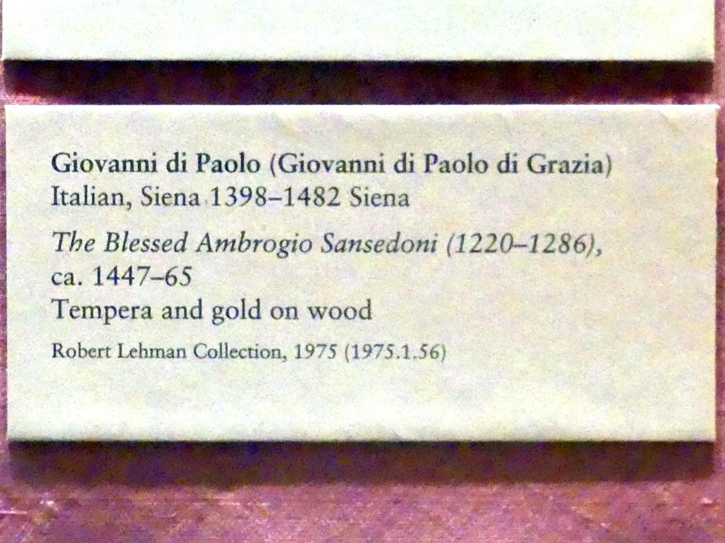 Giovanni di Paolo (1435–1475), Der heilige Ambrosius Sansedoni von Siena (1220-1286), New York, Metropolitan Museum of Art (Met), Saal 956, um 1447–1465, Bild 2/2