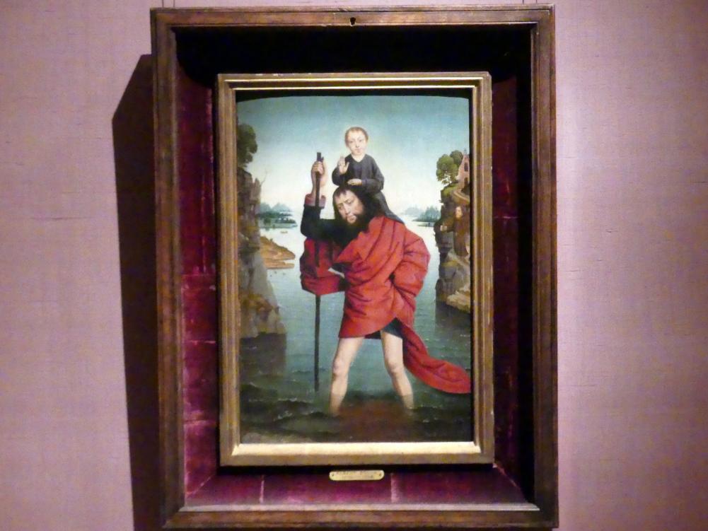 Dieric Bouts d.Ä. (Nachfolger) (1465–1485), Der heilige Christophorus mit dem Jesusknaben, New York, Metropolitan Museum of Art (Met), Saal 953, 1479–1483