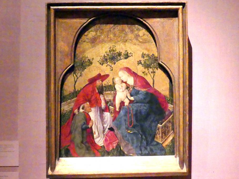 Jungfrau und Kind mit einem Stifter, empfohlen vom Heiligen Hieronymus, New York, Metropolitan Museum of Art (Met), Saal 953, um 1450, Bild 1/2