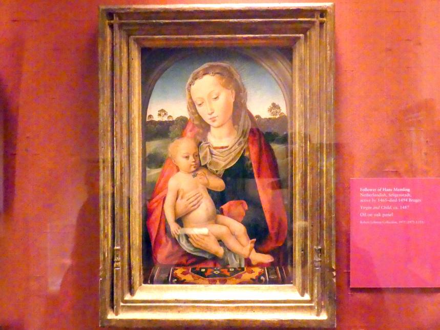 Hans Memling (Nachfolger) (1487), Maria mit Kind, New York, Metropolitan Museum of Art (Met), Saal 953, um 1487, Bild 1/2