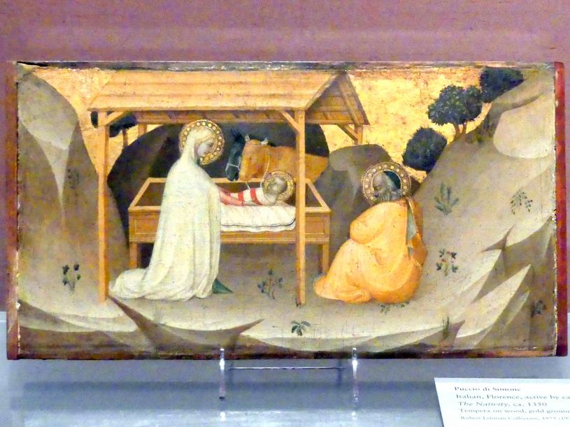 Puccio di Simone (1345–1358), Christi Geburt, New York, Metropolitan Museum of Art (Met), Saal 952, um 1350, Bild 1/2