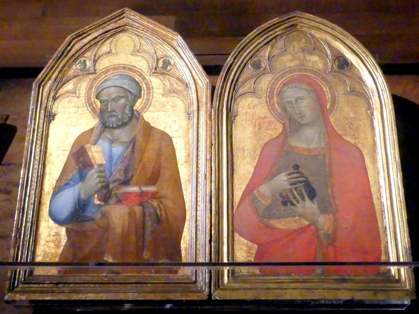Lippo Memmi (Umkreis) (1345–1350), Die Heiligen Petrus und Maria Magdalena, New York, Metropolitan Museum of Art (Met), Saal 952, Mitte 14. Jhd., Bild 1/2