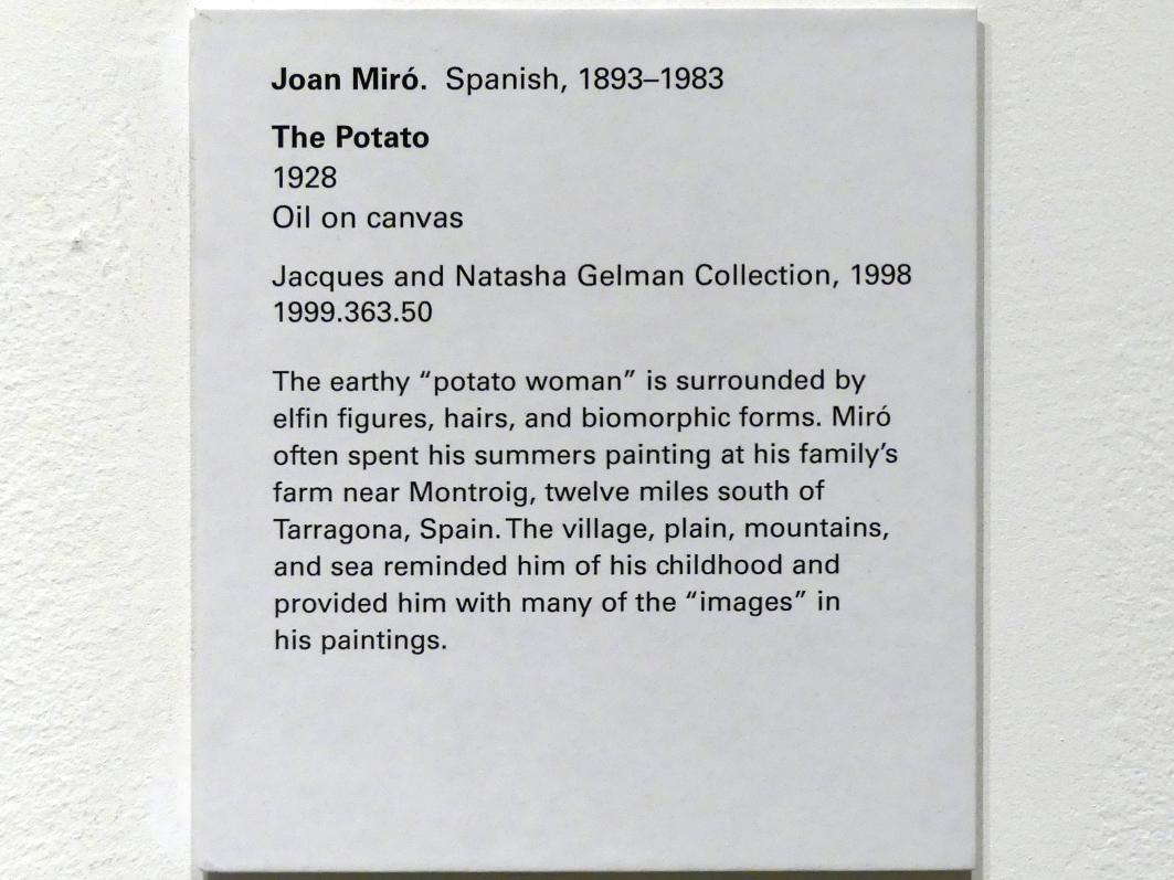Joan Miró (1917–1970), Die Kartoffel, New York, Metropolitan Museum of Art (Met), Saal 906, 1928, Bild 2/2