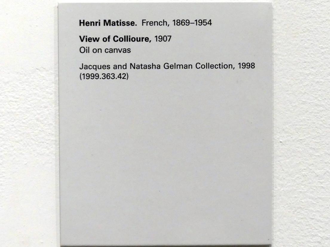 Henri Matisse (1898–1953), Blick auf Collioure, New York, Metropolitan Museum of Art (Met), Saal 904, 1907, Bild 2/2