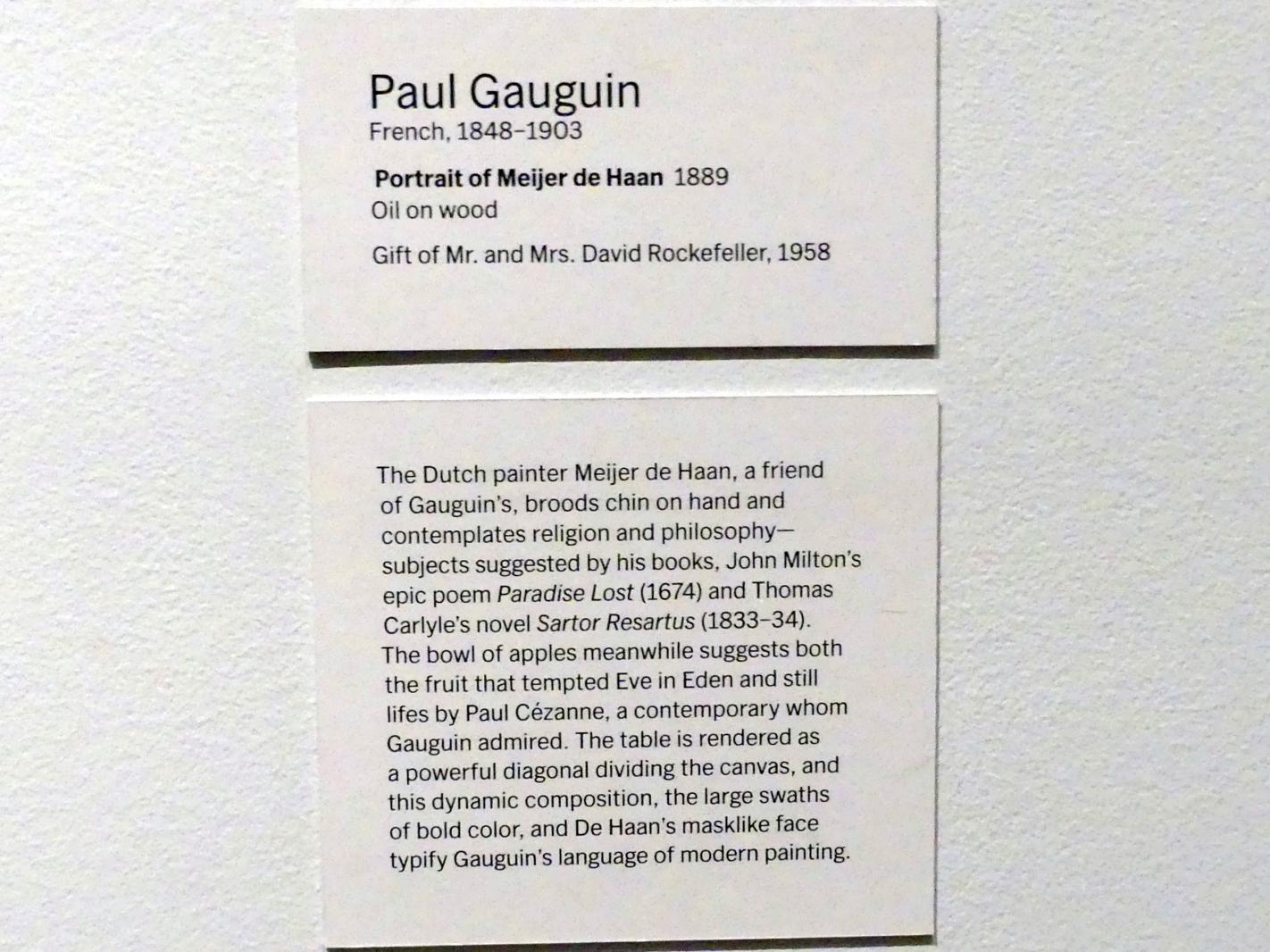 Paul Gauguin (1875–1902), Porträt von Meijer de Haan, New York, Museum of Modern Art (MoMA), Saal 501, 1889, Bild 2/2