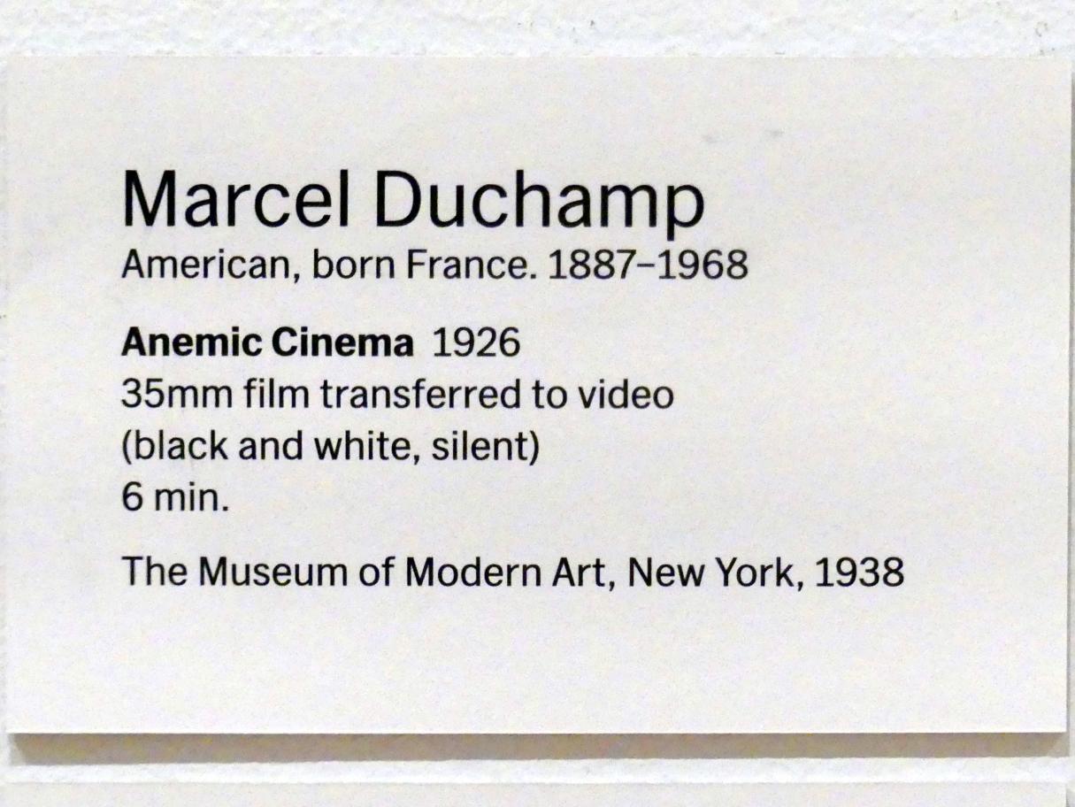 Marcel Duchamp (1911–1964), Anämisches Kino, New York, Museum of Modern Art (MoMA), Saal 508, 1926, Bild 2/2