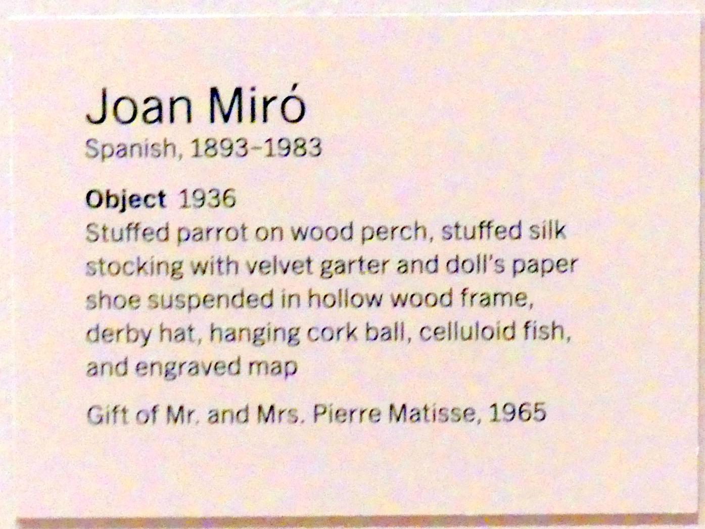Joan Miró (1917–1970), Objekt, New York, Museum of Modern Art (MoMA), Saal 517, 1936, Bild 5/5