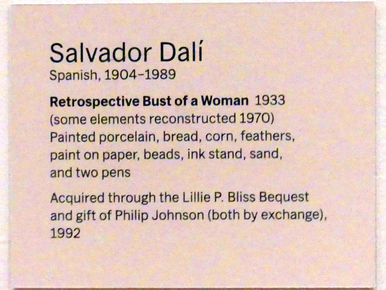 Salvador Dalí (1924–1965), Retrospektive Büste einer Frau, New York, Museum of Modern Art (MoMA), Saal 517, 1933, Bild 4/4