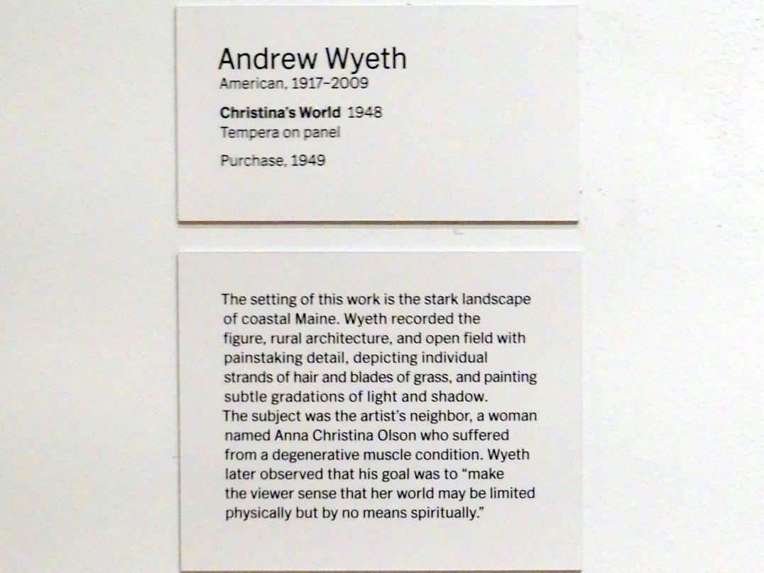 Andrew Wyeth (1948–1970), Christinas Welt, New York, Museum of Modern Art (MoMA), Saal 520, 1948, Bild 2/2