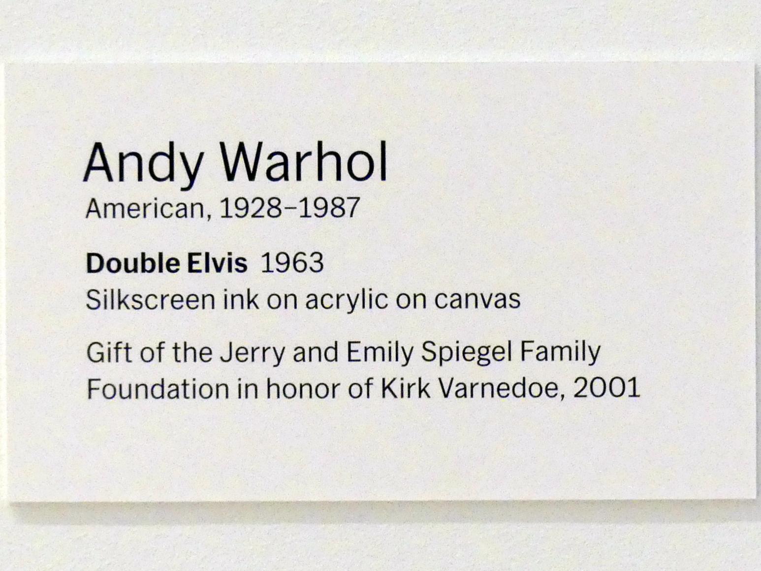 Andy Warhol (1956–1986), Doppel-Elvis, New York, Museum of Modern Art (MoMA), Saal 400, 1963, Bild 2/2
